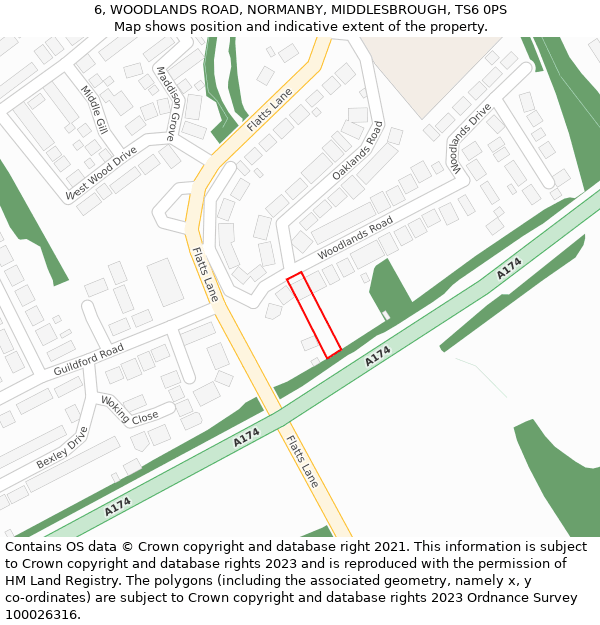 6, WOODLANDS ROAD, NORMANBY, MIDDLESBROUGH, TS6 0PS: Location map and indicative extent of plot