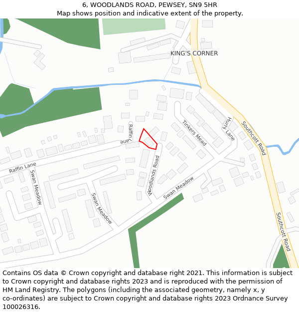 6, WOODLANDS ROAD, PEWSEY, SN9 5HR: Location map and indicative extent of plot