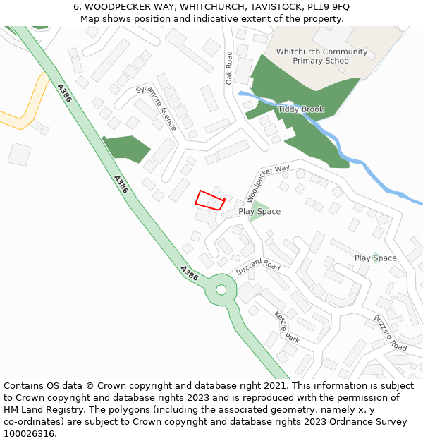6, WOODPECKER WAY, WHITCHURCH, TAVISTOCK, PL19 9FQ: Location map and indicative extent of plot