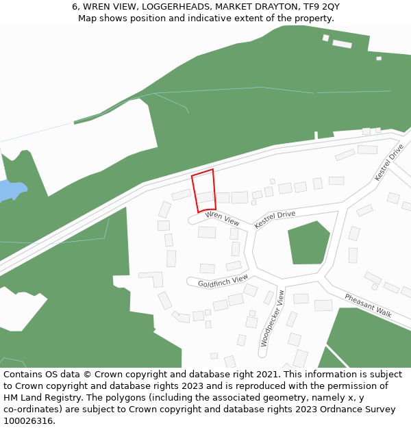 6, WREN VIEW, LOGGERHEADS, MARKET DRAYTON, TF9 2QY: Location map and indicative extent of plot