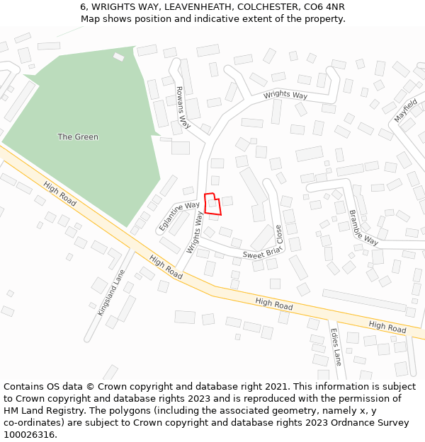 6, WRIGHTS WAY, LEAVENHEATH, COLCHESTER, CO6 4NR: Location map and indicative extent of plot