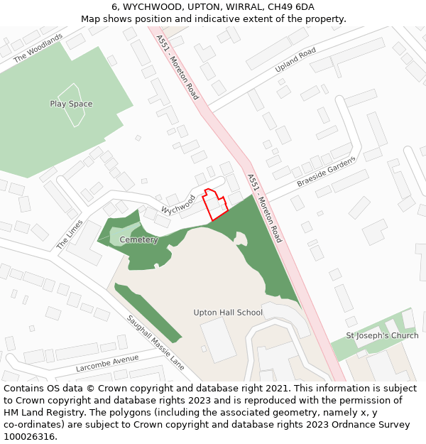 6, WYCHWOOD, UPTON, WIRRAL, CH49 6DA: Location map and indicative extent of plot