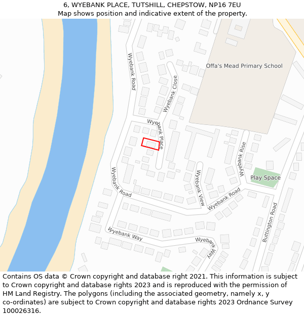 6, WYEBANK PLACE, TUTSHILL, CHEPSTOW, NP16 7EU: Location map and indicative extent of plot