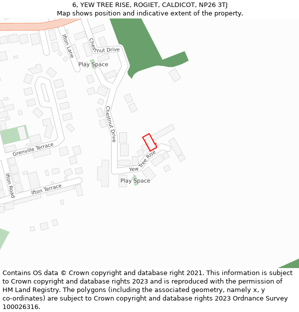 6, YEW TREE RISE, ROGIET, CALDICOT, NP26 3TJ: Location map and indicative extent of plot