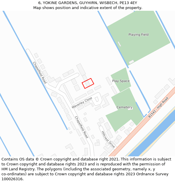 6, YOKINE GARDENS, GUYHIRN, WISBECH, PE13 4EY: Location map and indicative extent of plot