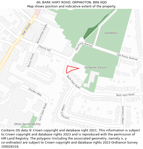 60, BARK HART ROAD, ORPINGTON, BR6 0QD: Location map and indicative extent of plot