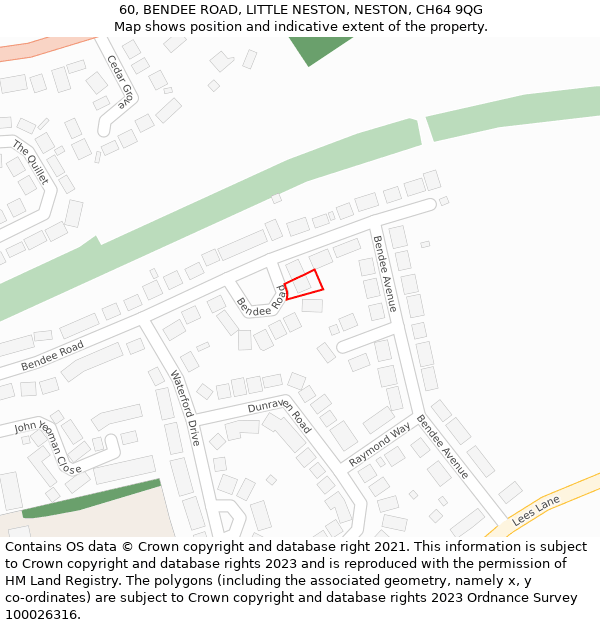 60, BENDEE ROAD, LITTLE NESTON, NESTON, CH64 9QG: Location map and indicative extent of plot