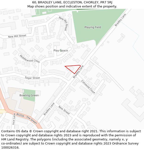 60, BRADLEY LANE, ECCLESTON, CHORLEY, PR7 5RJ: Location map and indicative extent of plot