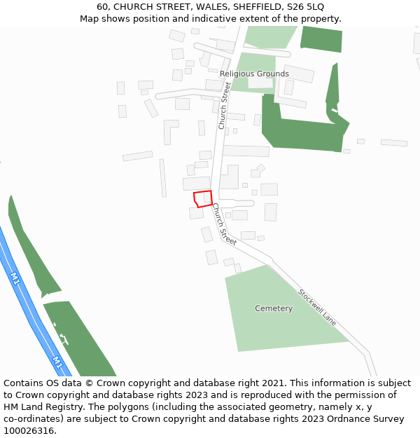 60, CHURCH STREET, WALES, SHEFFIELD, S26 5LQ: Location map and indicative extent of plot