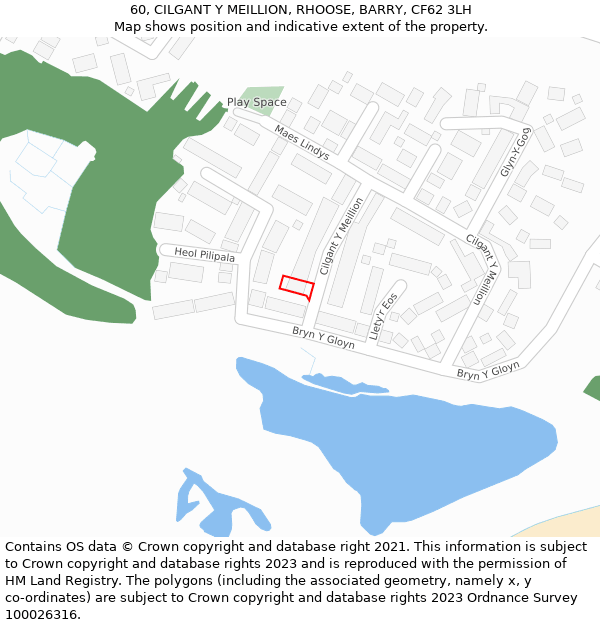 60, CILGANT Y MEILLION, RHOOSE, BARRY, CF62 3LH: Location map and indicative extent of plot