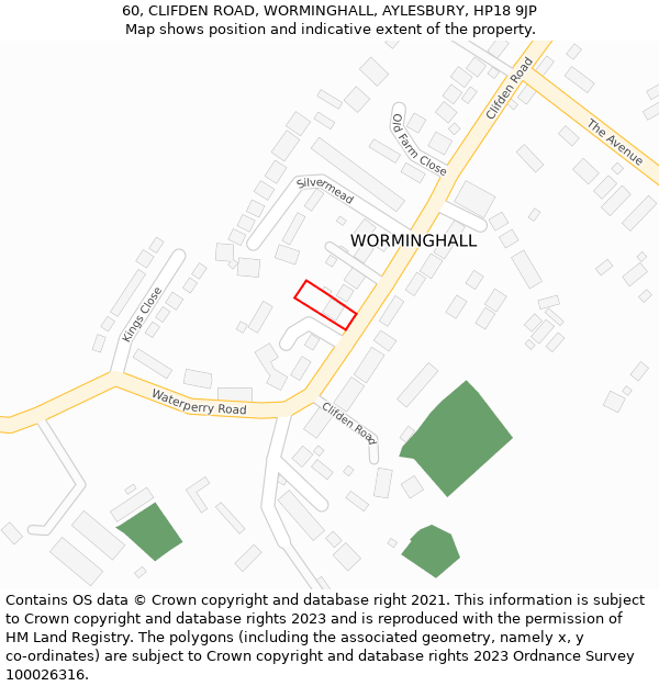 60, CLIFDEN ROAD, WORMINGHALL, AYLESBURY, HP18 9JP: Location map and indicative extent of plot