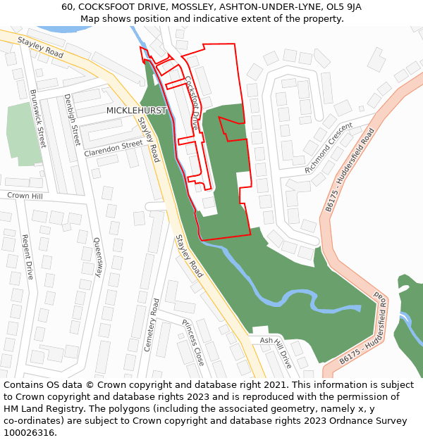 60, COCKSFOOT DRIVE, MOSSLEY, ASHTON-UNDER-LYNE, OL5 9JA: Location map and indicative extent of plot
