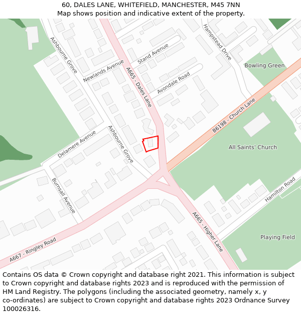 60, DALES LANE, WHITEFIELD, MANCHESTER, M45 7NN: Location map and indicative extent of plot