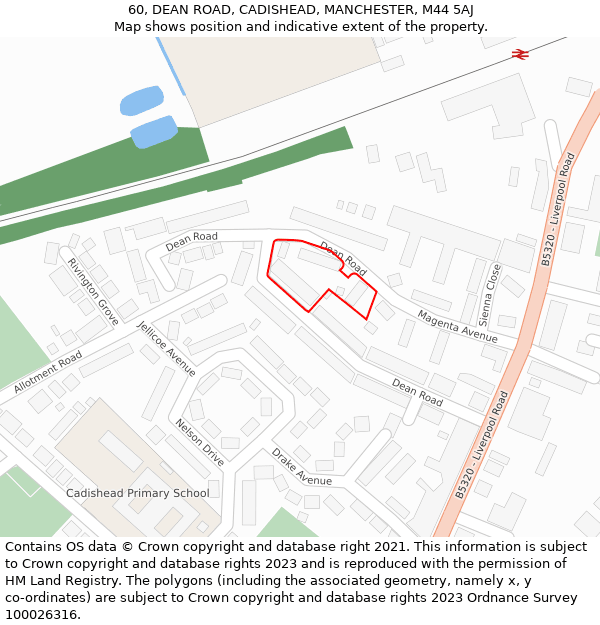 60, DEAN ROAD, CADISHEAD, MANCHESTER, M44 5AJ: Location map and indicative extent of plot