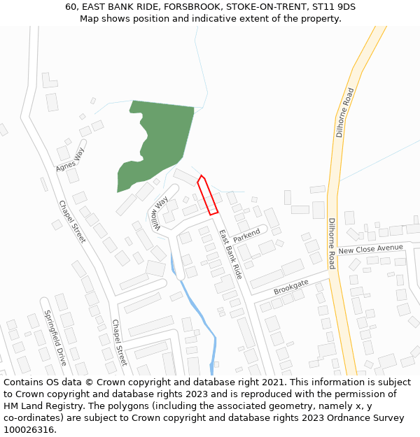 60, EAST BANK RIDE, FORSBROOK, STOKE-ON-TRENT, ST11 9DS: Location map and indicative extent of plot