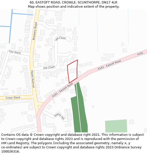 60, EASTOFT ROAD, CROWLE, SCUNTHORPE, DN17 4LR: Location map and indicative extent of plot