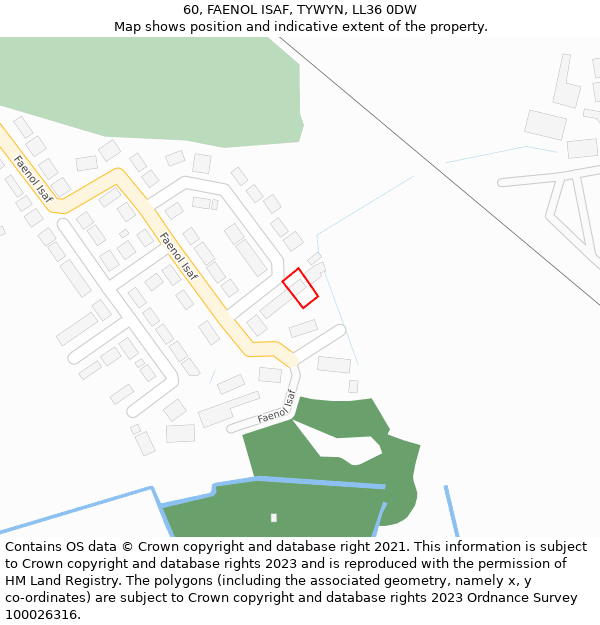 60, FAENOL ISAF, TYWYN, LL36 0DW: Location map and indicative extent of plot
