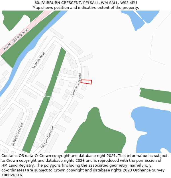 60, FAIRBURN CRESCENT, PELSALL, WALSALL, WS3 4PU: Location map and indicative extent of plot