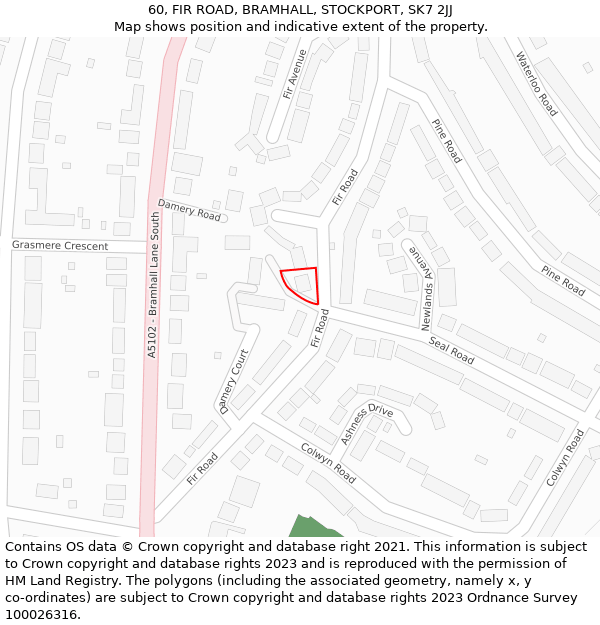 60, FIR ROAD, BRAMHALL, STOCKPORT, SK7 2JJ: Location map and indicative extent of plot