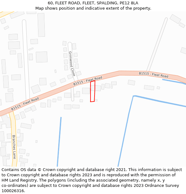 60, FLEET ROAD, FLEET, SPALDING, PE12 8LA: Location map and indicative extent of plot