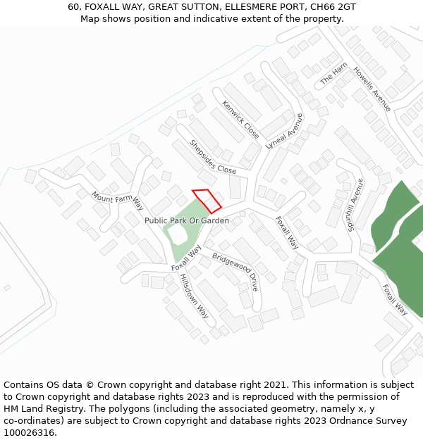 60, FOXALL WAY, GREAT SUTTON, ELLESMERE PORT, CH66 2GT: Location map and indicative extent of plot