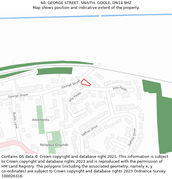 60, GEORGE STREET, SNAITH, GOOLE, DN14 9HZ: Location map and indicative extent of plot