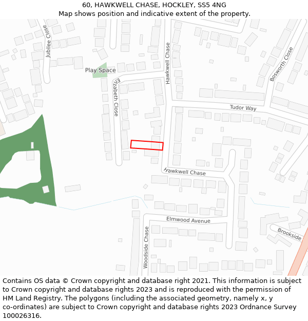 60, HAWKWELL CHASE, HOCKLEY, SS5 4NG: Location map and indicative extent of plot