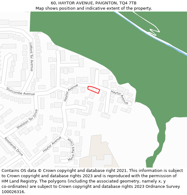60, HAYTOR AVENUE, PAIGNTON, TQ4 7TB: Location map and indicative extent of plot