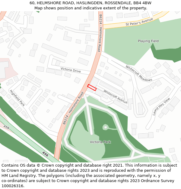 60, HELMSHORE ROAD, HASLINGDEN, ROSSENDALE, BB4 4BW: Location map and indicative extent of plot