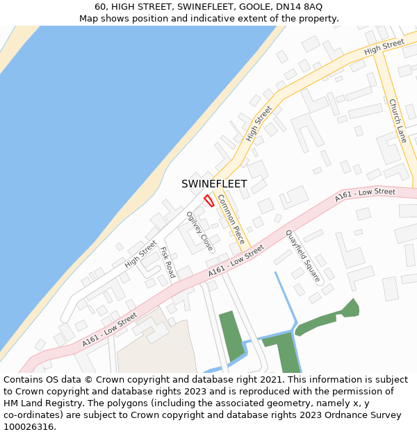 60, HIGH STREET, SWINEFLEET, GOOLE, DN14 8AQ: Location map and indicative extent of plot