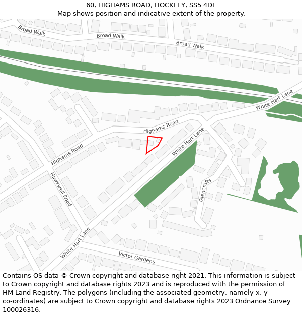 60, HIGHAMS ROAD, HOCKLEY, SS5 4DF: Location map and indicative extent of plot