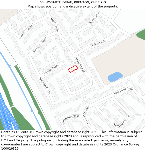 60, HOGARTH DRIVE, PRENTON, CH43 9JG: Location map and indicative extent of plot