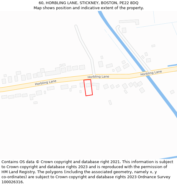 60, HORBLING LANE, STICKNEY, BOSTON, PE22 8DQ: Location map and indicative extent of plot