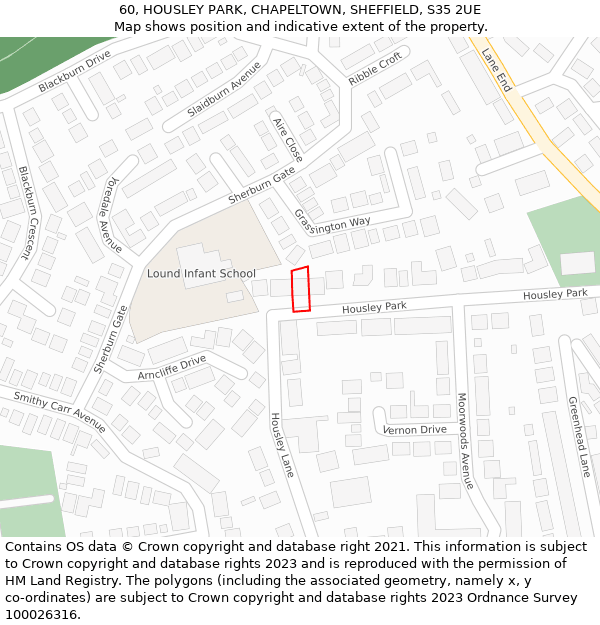 60, HOUSLEY PARK, CHAPELTOWN, SHEFFIELD, S35 2UE: Location map and indicative extent of plot