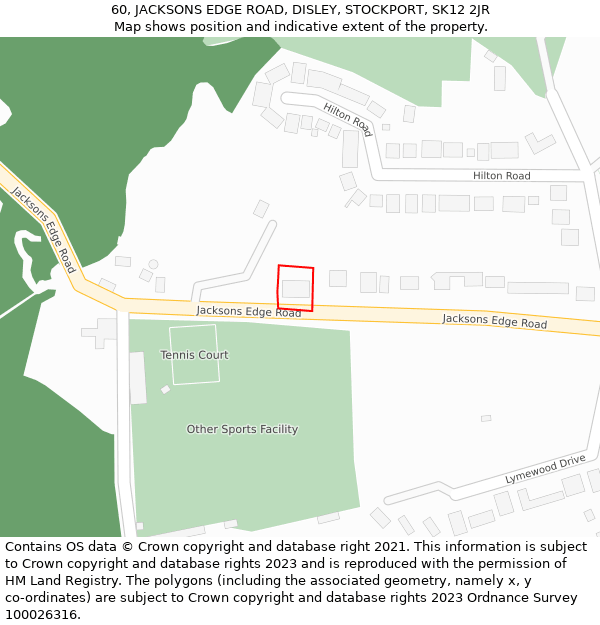 60, JACKSONS EDGE ROAD, DISLEY, STOCKPORT, SK12 2JR: Location map and indicative extent of plot