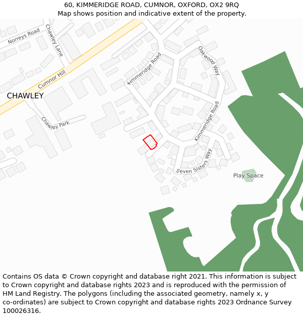 60, KIMMERIDGE ROAD, CUMNOR, OXFORD, OX2 9RQ: Location map and indicative extent of plot
