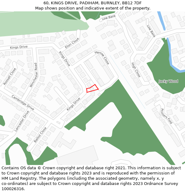 60, KINGS DRIVE, PADIHAM, BURNLEY, BB12 7DF: Location map and indicative extent of plot