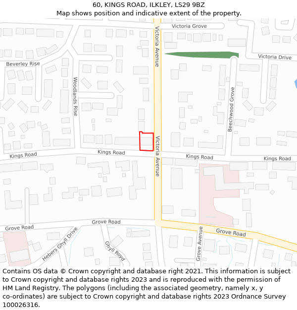 60, KINGS ROAD, ILKLEY, LS29 9BZ: Location map and indicative extent of plot