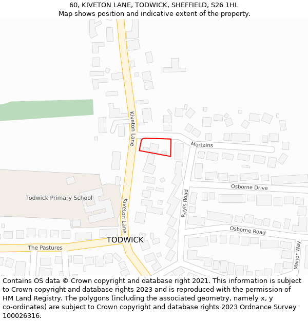 60, KIVETON LANE, TODWICK, SHEFFIELD, S26 1HL: Location map and indicative extent of plot