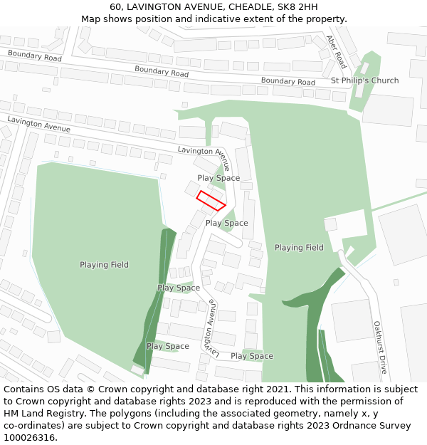 60, LAVINGTON AVENUE, CHEADLE, SK8 2HH: Location map and indicative extent of plot