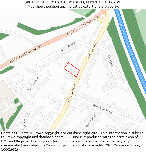 60, LEICESTER ROAD, NARBOROUGH, LEICESTER, LE19 2DG: Location map and indicative extent of plot