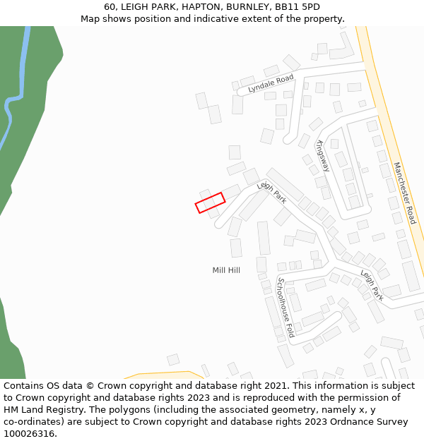 60, LEIGH PARK, HAPTON, BURNLEY, BB11 5PD: Location map and indicative extent of plot