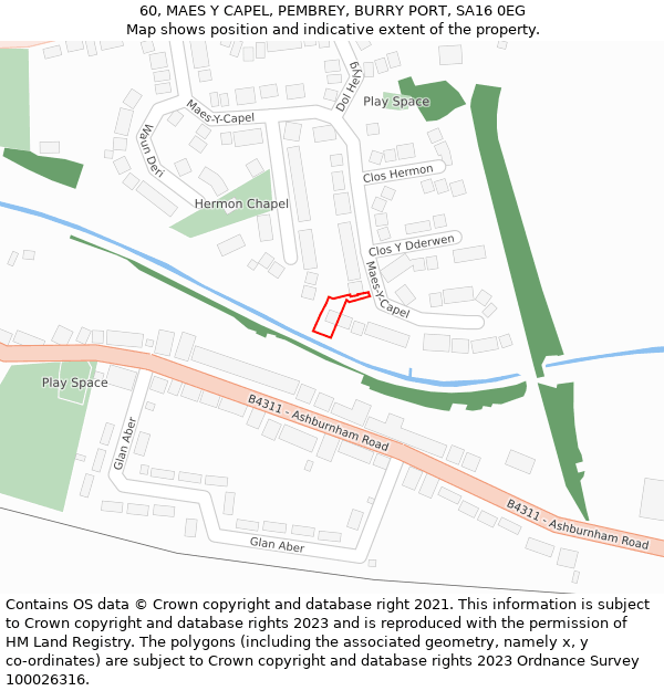 60, MAES Y CAPEL, PEMBREY, BURRY PORT, SA16 0EG: Location map and indicative extent of plot