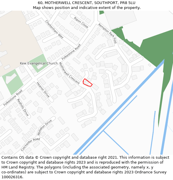 60, MOTHERWELL CRESCENT, SOUTHPORT, PR8 5LU: Location map and indicative extent of plot