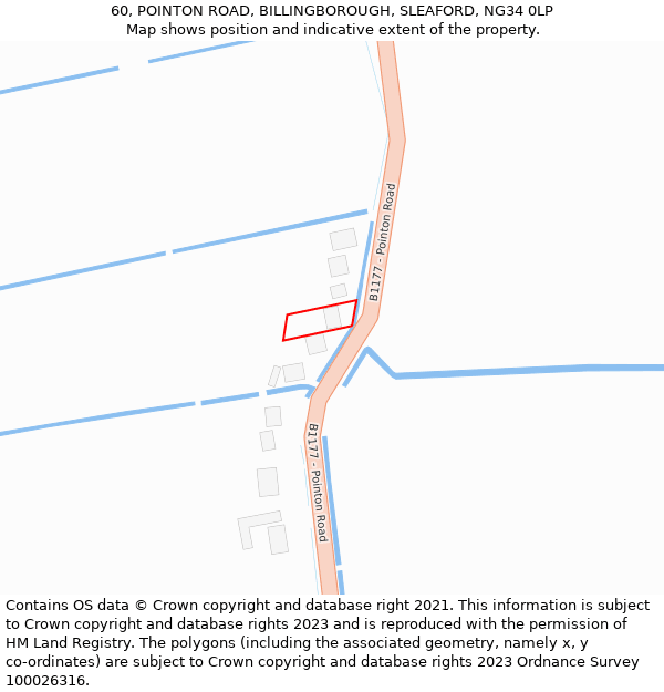 60, POINTON ROAD, BILLINGBOROUGH, SLEAFORD, NG34 0LP: Location map and indicative extent of plot