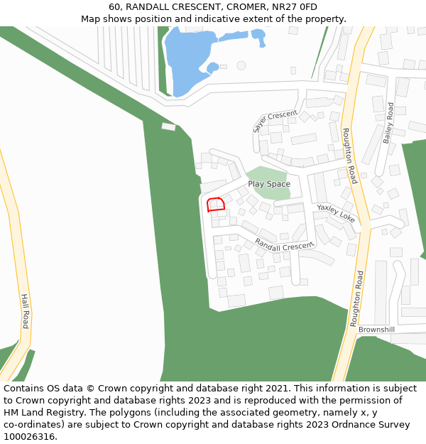 60, RANDALL CRESCENT, CROMER, NR27 0FD: Location map and indicative extent of plot