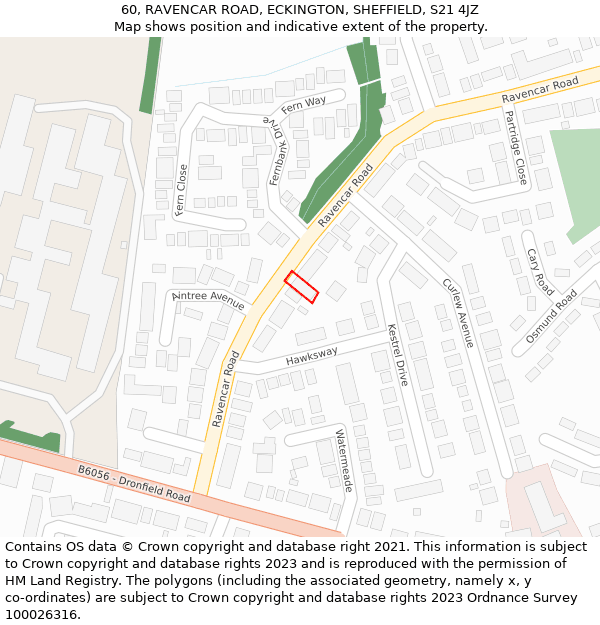 60, RAVENCAR ROAD, ECKINGTON, SHEFFIELD, S21 4JZ: Location map and indicative extent of plot