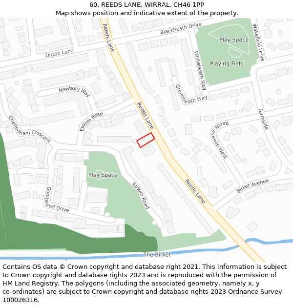 60, REEDS LANE, WIRRAL, CH46 1PP: Location map and indicative extent of plot