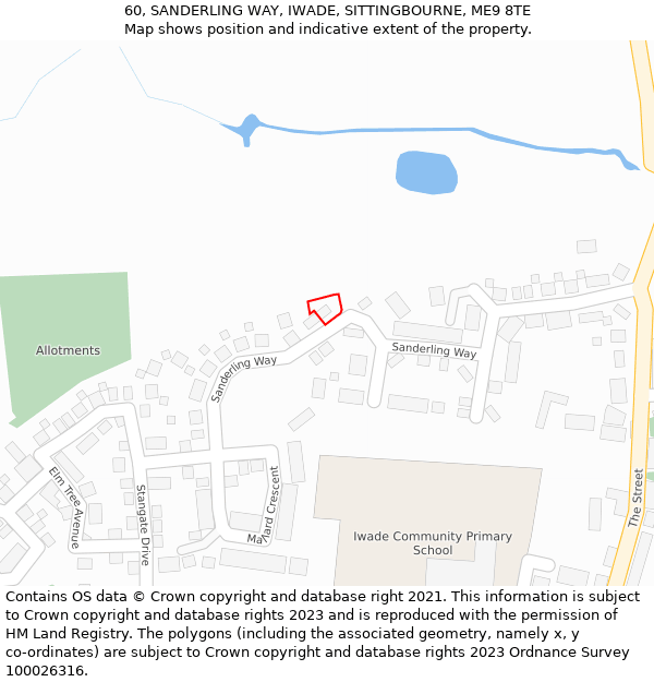 60, SANDERLING WAY, IWADE, SITTINGBOURNE, ME9 8TE: Location map and indicative extent of plot