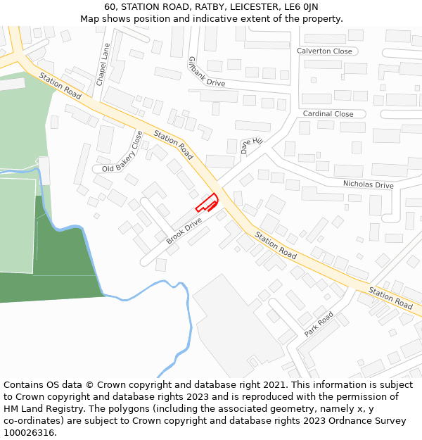60, STATION ROAD, RATBY, LEICESTER, LE6 0JN: Location map and indicative extent of plot